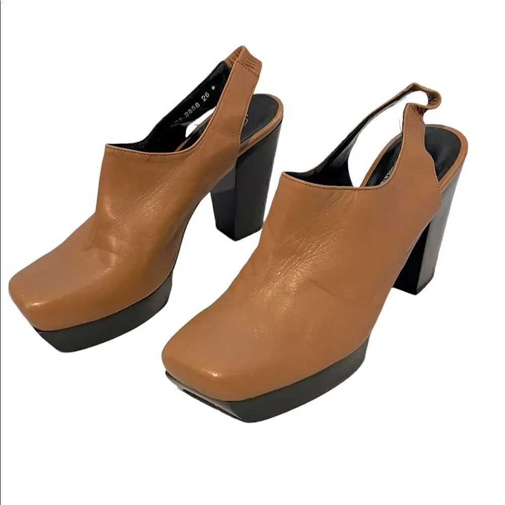 Rich Caramel Sexy Slingback Platform Pumps by Robert Clergerie of Paris Size 9.5